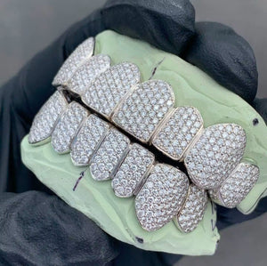 Custom Si1 Clarity Hand Set Diamond Grillz                                             (Zigzag/Honeycomb setting)