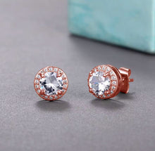 Load image into Gallery viewer, Halo Stud Cut Earrings Brilliant Moissanite VVS Diamond
