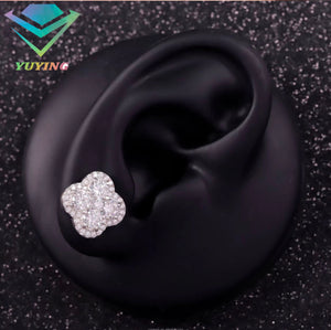 Four Leaf Clover Earrings VVS1 Moissanite Stud Earrings