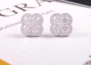 Four Leaf Clover Earrings VVS1 Moissanite Stud Earrings