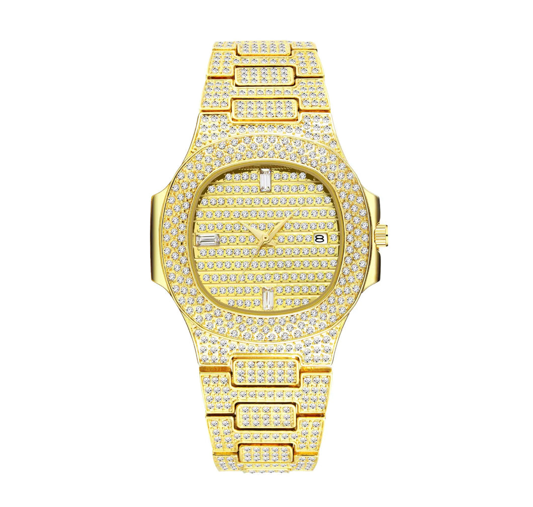 Iced Out 18k Gold Watch