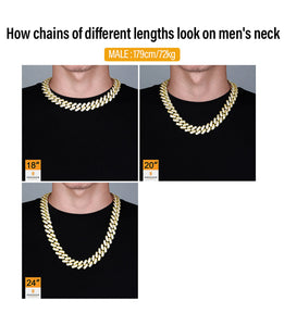 18mm Iced Out Diamond 14k Gold Cuban Link Chain