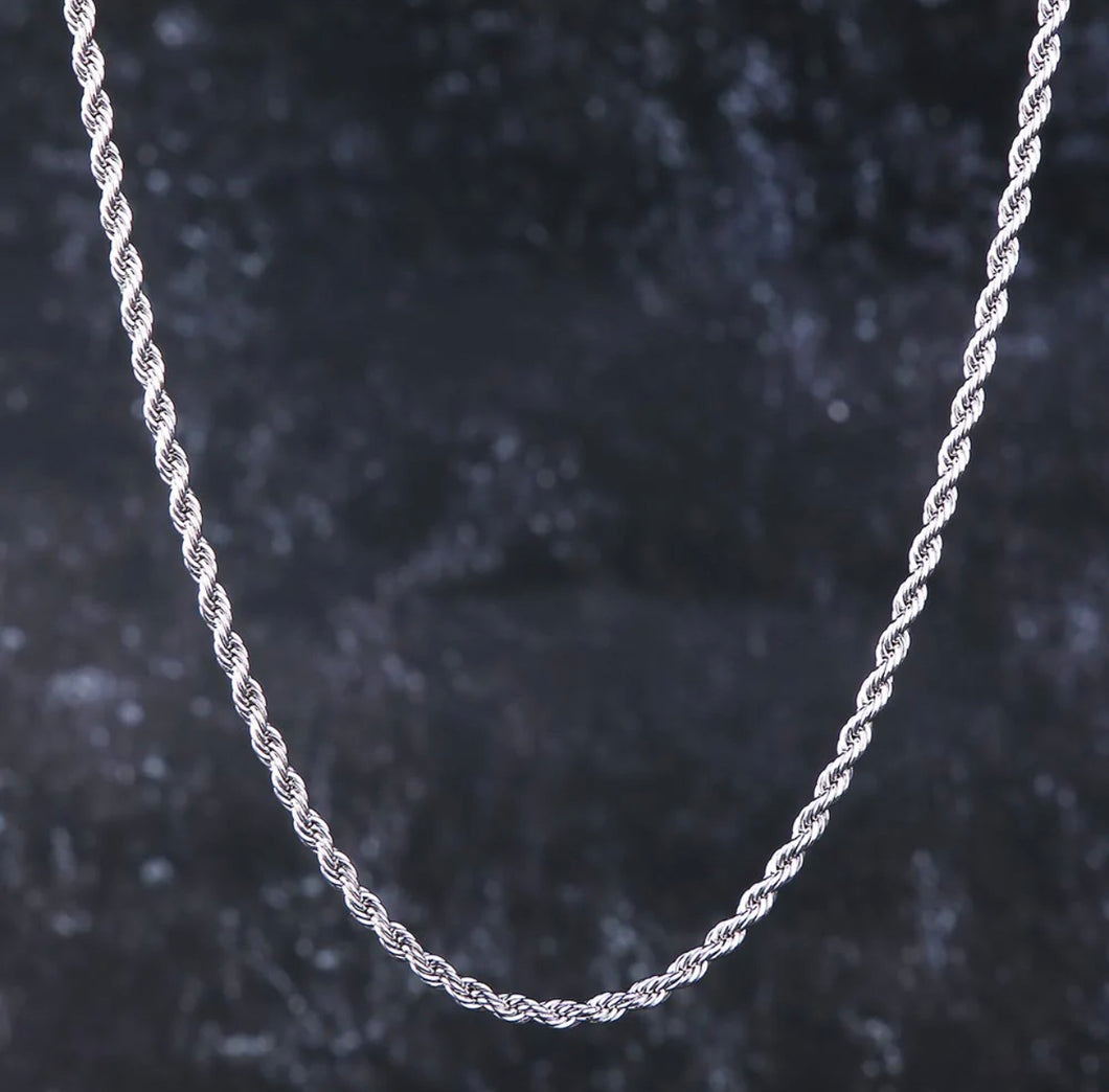 White Gold 3mm Rope Chain