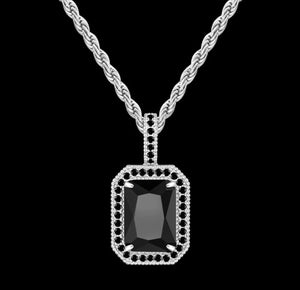 Black Emerald With White Gold Necklace