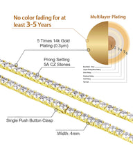 Load image into Gallery viewer, 4mm 14K Gold Tennis Chain
