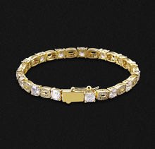 Load image into Gallery viewer, 5.5mm 14k Gold Men&#39;s CZ Diamond Clustered Tennis Bracelet
