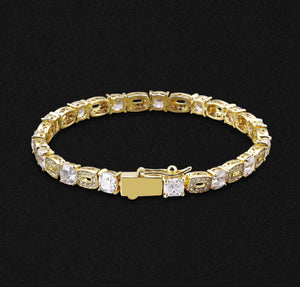 5.5mm 14k Gold Men's CZ Diamond Clustered Tennis Bracelet