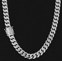 Load image into Gallery viewer, 14mm White Gold Iced Out Cuban Link Chain
