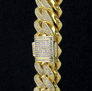 18mm Iced Out Diamond 14k Gold Cuban Link Chain