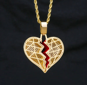 14k Gold Broken Heart Pendant