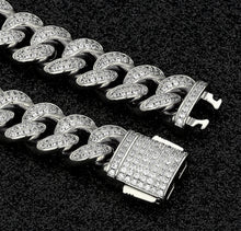 Load image into Gallery viewer, 5mm White Gold Tennis and 12mm Cuban Link Bracelet Set
