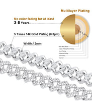 Load image into Gallery viewer, 12mm White Gold Prong Cuban Bracelet
