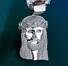 Load image into Gallery viewer, White Gold Iced Out Jesus Pendant
