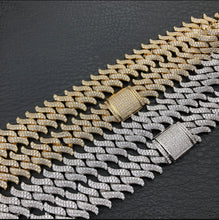 Load image into Gallery viewer, 15mm 18k Gold Spiked Diamond Cuban Chain
