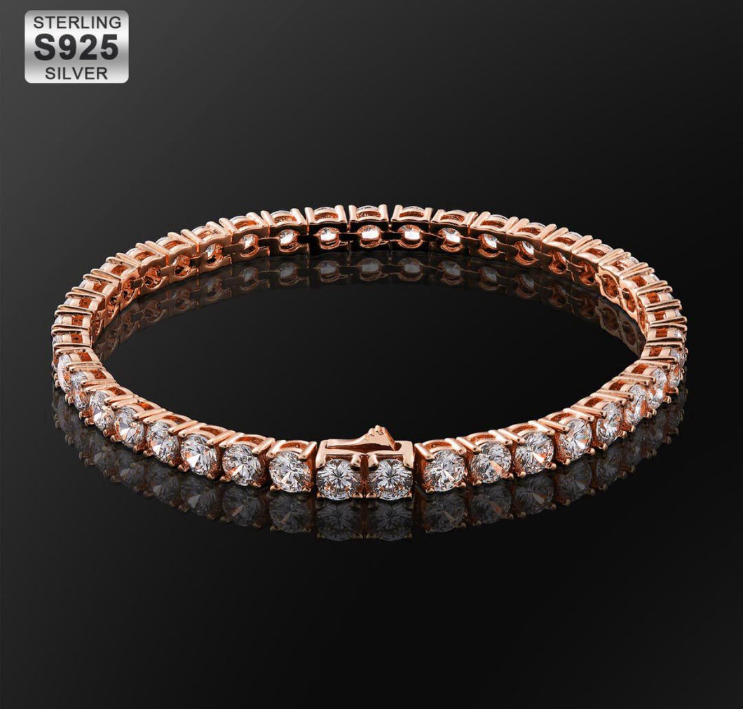 4mm Sterling Silver Rose Gold Tennis Bracelet