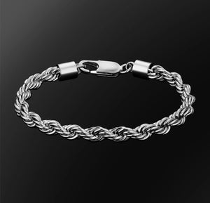 6mm 18k White Gold Rope Bracelet