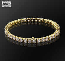 Load image into Gallery viewer, 14k Gold 4mm Sterling Silver Tennis bracelet
