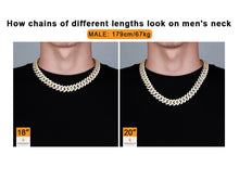 Load image into Gallery viewer, 15mm 14K Gold Iced Out Prong Link Choker Cuban Chain
