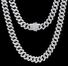 Load image into Gallery viewer, 12mm White Gold Iced Prong Link Choker Cuban Chain
