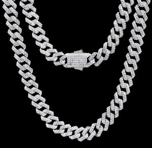 12mm White Gold Iced Prong Link Choker Cuban Chain