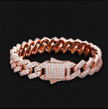 Load image into Gallery viewer, 12mm Rose Gold Prong Cuban Bracelet
