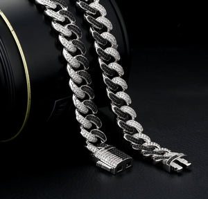 12mm Two-Tone Iced Cuban Link Bracelet