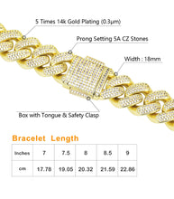 Load image into Gallery viewer, 18mm 14k Gold Iced Out Cuban Link Bracelet
