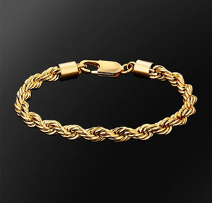 6mm 18k Gold Rope Bracelet