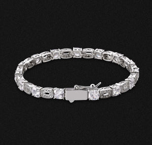 5.5mm 14k Gold Men's CZ Diamond Clustered Tennis Bracelet