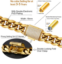 Load image into Gallery viewer, 18mm 18k Gold Iced Out Box Clasp Miami Cuban Link Bracelet
