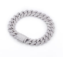 Load image into Gallery viewer, 12mm White Gold Moissanite Cuban Link Chain Bracelet
