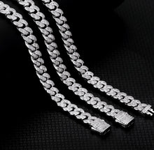 Load image into Gallery viewer, 8mm White Gold Sterling Silver Iced Out Cuban Link Chain
