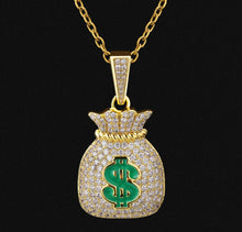 Load image into Gallery viewer, 14k Gold Iced Out Money Bag Pendant
