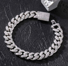 Load image into Gallery viewer, 12mm White Gold Iced Out Cuban Link Bracelet
