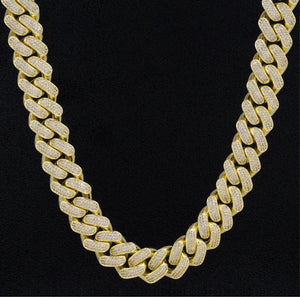 18mm Iced Out Diamond 14k Gold Cuban Link Chain