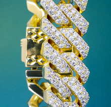 Load image into Gallery viewer, 15mm 14k Gold Iced Out Prong Cuban Link Bracelet
