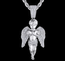 Load image into Gallery viewer, White Gold Iced Out Angel Pendant
