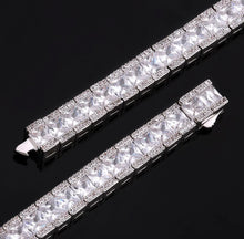 Load image into Gallery viewer, 7mm White Gold Princess Cut Baguette Tennis Chain Necklace
