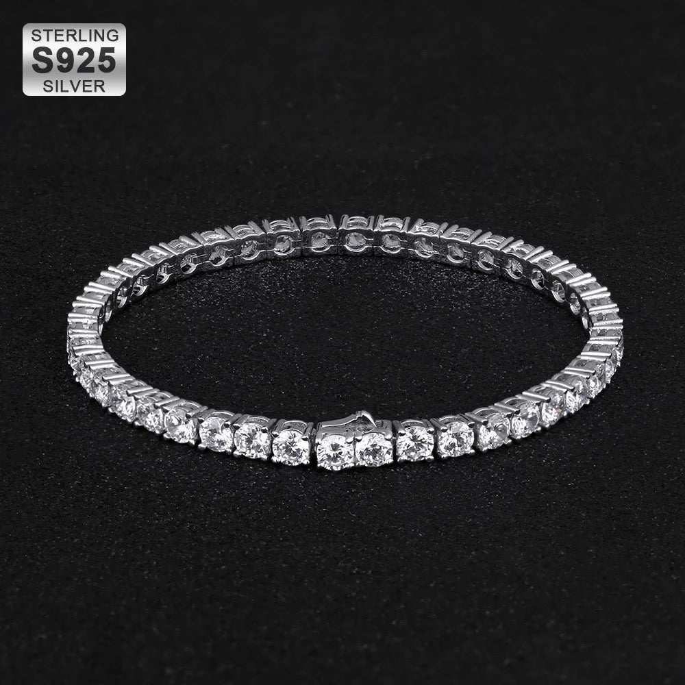 4mm 925 Sterling Silver White Gold Tennis Bracelets