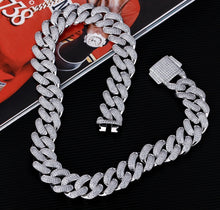 Load image into Gallery viewer, 18mm Iced Out White Gold Diamond Cuban Link Chain
