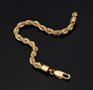 6mm 18k Gold Rope Bracelet