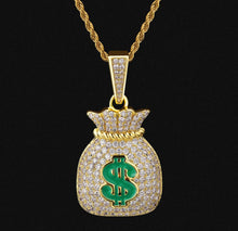 Load image into Gallery viewer, 14k Gold Iced Out Money Bag Pendant
