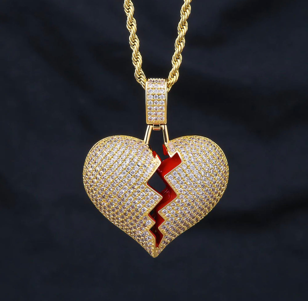 14k Gold Broken Heart Pendant