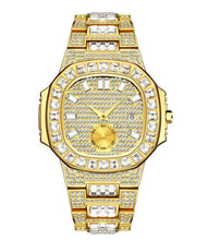 Load image into Gallery viewer, Iced Out 18k Gold Baguette Face Watch
