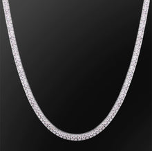 Load image into Gallery viewer, 7mm White Gold Princess Cut Baguette Tennis Chain Necklace
