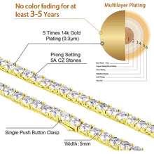 Load image into Gallery viewer, 5mm 14K Gold  Tennis Chain Necklace
