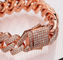 Load image into Gallery viewer, 12mm Rose Gold Prong Cuban Bracelet
