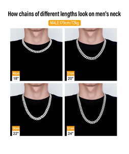 12mm Box Clasp White Gold Cuban Link Chain Necklace