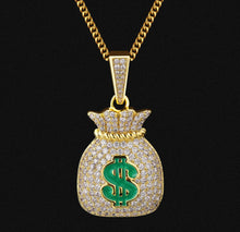 Load image into Gallery viewer, 14k Gold Iced Out Money Bag Pendant
