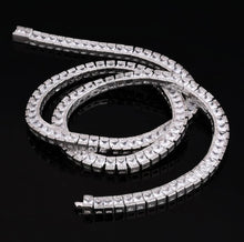 Load image into Gallery viewer, 7mm White Gold Princess Cut Baguette Tennis Chain Necklace
